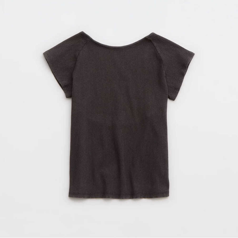 (#63)AERIE Ribbed Open Back T-Shirt - Picture 3 of 6